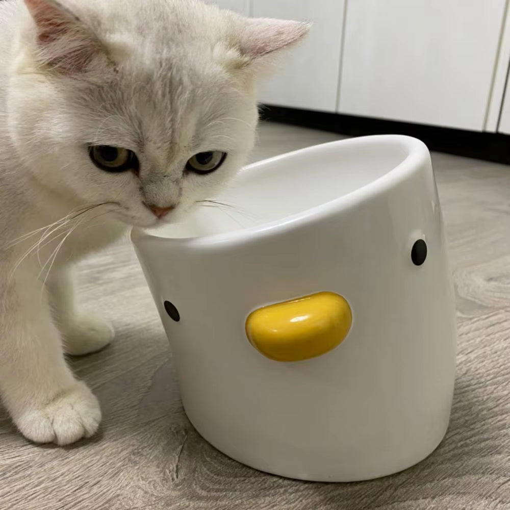Cute Chick Design Ceramic Pet Cat Dog Bowl MW017 Drinking Bowls for Small Puppy Dogs Adult Cats Feeding Food and Water 200/500Ml