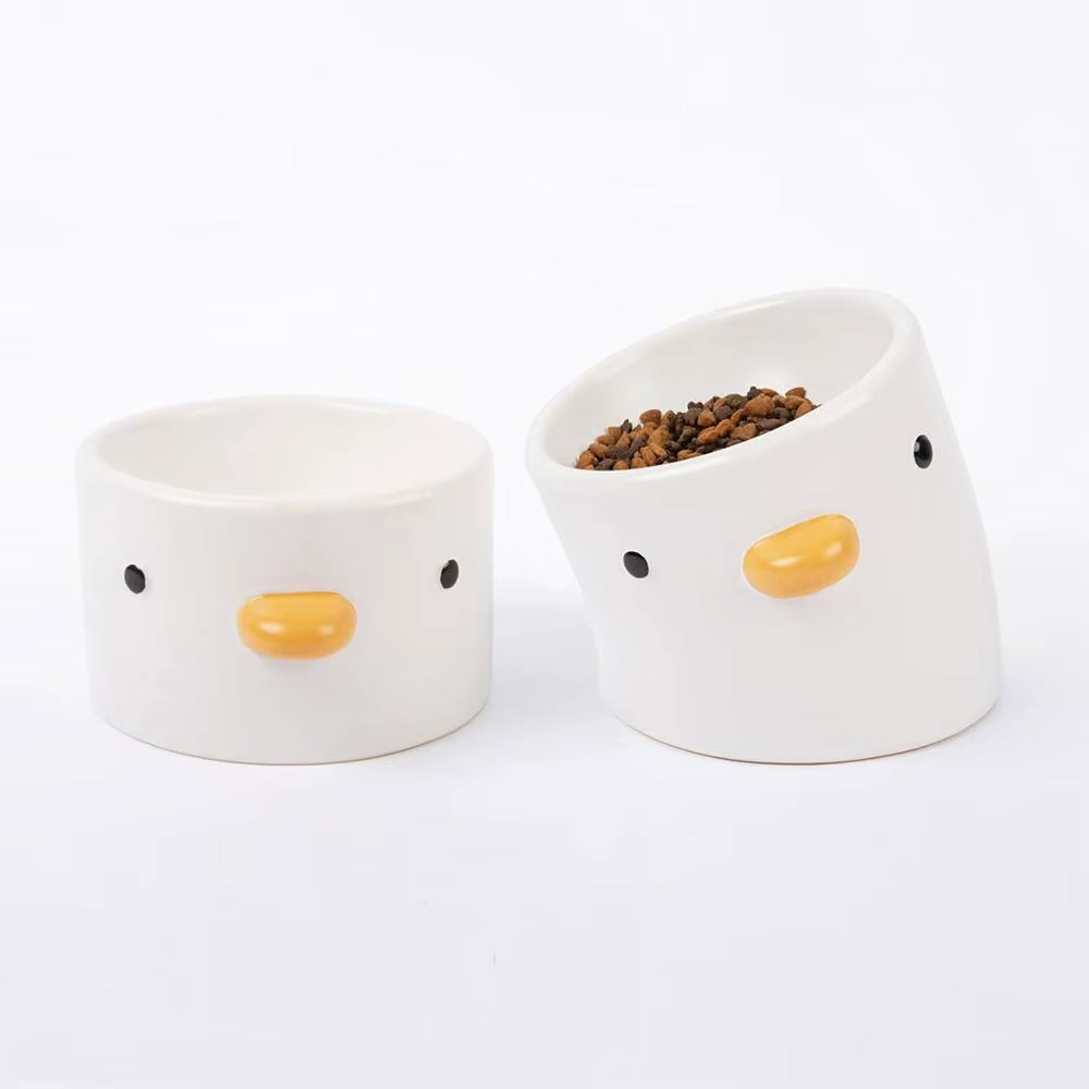 Cute Chick Design Ceramic Pet Cat Dog Bowl MW017 Drinking Bowls for Small Puppy Dogs Adult Cats Feeding Food and Water 200/500Ml